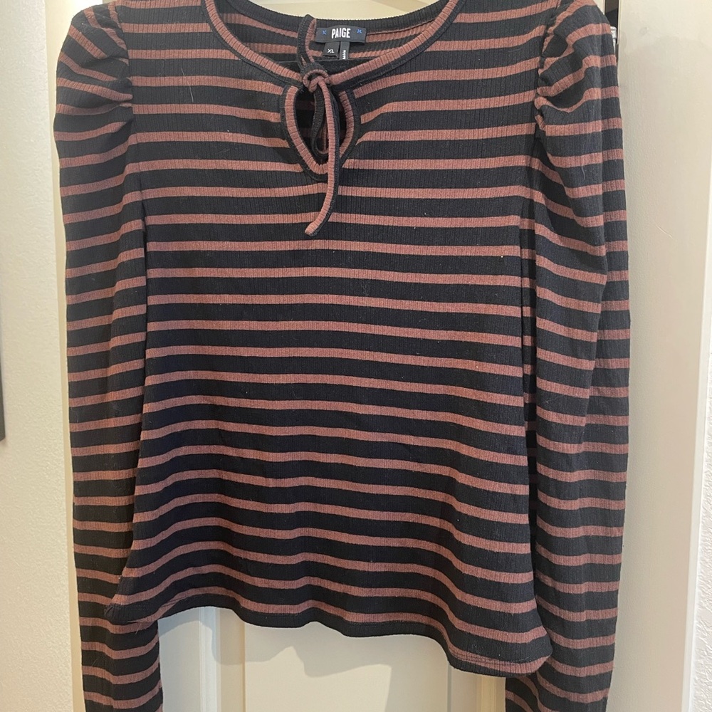 PAIGE Black Long Sleeve Tie Front Blouse
